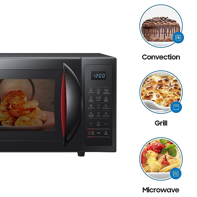 Samsung 28L, Slim Fry, Convection Microwave Oven with Tandoor and Curd making(CE1041DSB3/TL, Black, 10 Yr warranty) | (OPEN BOX) Samsung 28L, Slim Fry, Convection Microwave Oven with Tandoor and Curd making(CE1041DSB3/TL, Black, 10 Yr warranty) | (OPEN BOX)